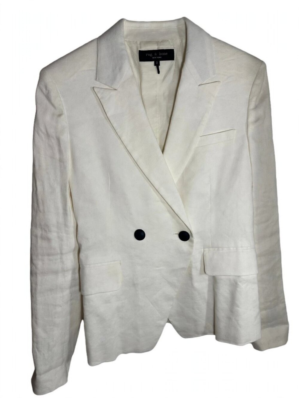 rag & bone Fletcher Linen Double-Breasted Blazer Ivory 2